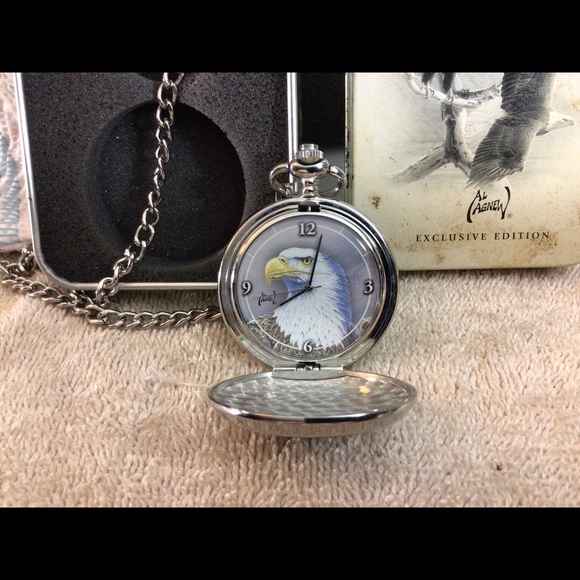 Vtg Agnew MAJESTIC FLIGHT Pocket Watch Eagle - Picture 3 of 9